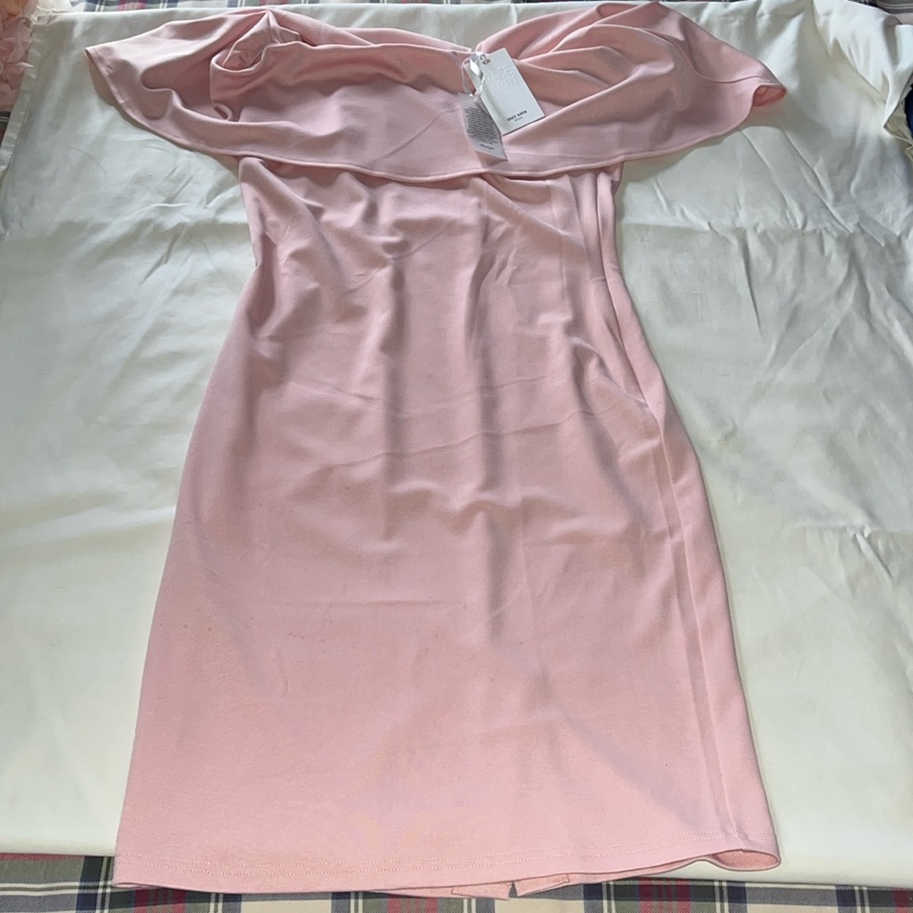 Grace Karin Pink Medium Pink off the shoulder knee length dress with ruffle
